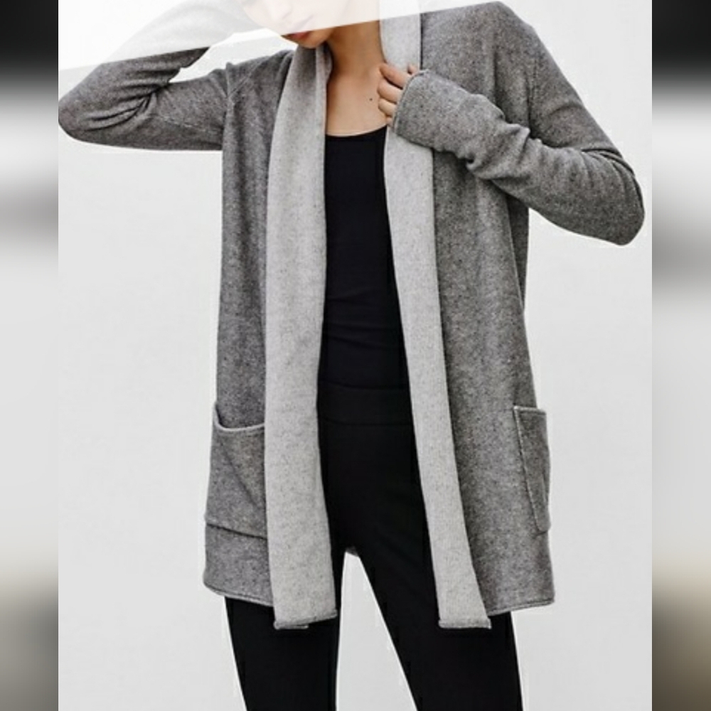 Aritzia Babaton Beekman Cashmere Wool Cardigan Grey Sz Small Euc
